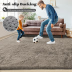 8x10 Area Rugs for Living Room: Fluffy Shag Soft Washable Rug Large Fuzzy Plush Indoor Carpet for Bedroom Nursery Playroom Kids Girls Boys Room (Grey Camel, 8'x10')