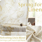 jinchan Floral Curtains 84 Inches Long Mustard Yellow Flower Linen Farmhouse Curtain for Living Room French Country Vintage Curtain Rod Pocket Curtains Set 2 Panels Floral Printed