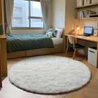 ONASAR Cream White Round Rugs 7ft for Living Room, Ivory Fluffy Bedroom Circle Area Rug, Soft Plush Shaggy Carpet for Kids Girls Boys Teen Nursery Dorm Classroom Playroom Home Decor Aesthetic