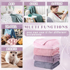 Newwiee 4 Pcs Flanne Fleece Throw Blanket for Bed Couch Large 3D Waffle Textured Soft Blanket Winter Warm Lightweight No Shedding No Pilling Decorative Throw, 50x60 Inch(Gradient Purple)