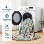 MSGKV Boho Throw Blanket 60"x80" Bed Floral 100% Cotton Blanket Spring Breathable Lightweight Farmhouse Twin Size Couch Blankets Home Decor Muslin Guaze All Seasons