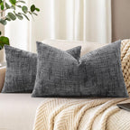 decorUhome Textured Chenille Throw Pillow Covers 20x20 Set of 2 Pink
