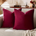 GIGIZAZA Burgundy Velvet Pillow Covers 18x18 Decorative Pillows Pack of 2