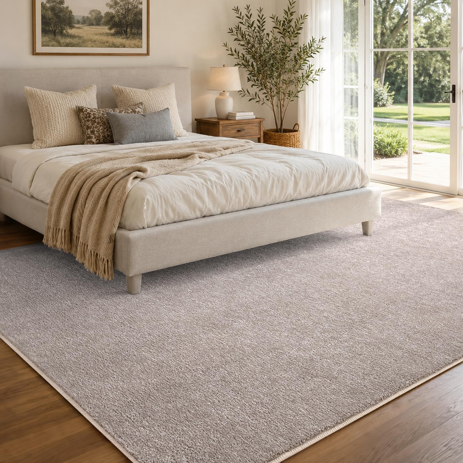 6x9 Large Oatmeal/White Area Rug Non-Slip Washable for Living Room Bedroom