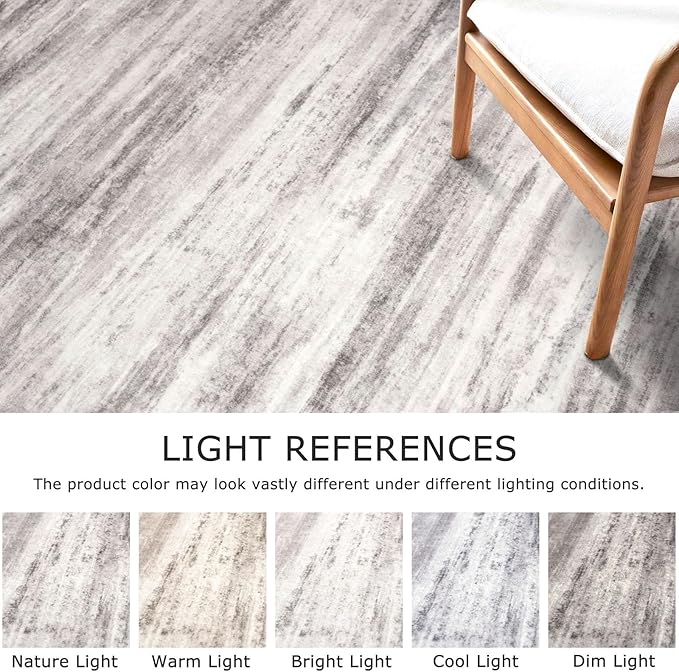 KOZYFLY Modern Abstract Hallway Runner Rug, 2.6x8 Washable Rug Runner Non-Slip Soft Striped Kitchen Runner Rugs, Print Grey/Light Beige/Brown Carpet Runner for Entryway Bathroom