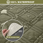 TAOCOCO 100% Waterproof Recliner Sofa Cover, Non Slip Split Couch Covers for Reclining Couches with Straps, Washable Reclining Sofa Cover Furniture Protector for Kids Pets(3 Seater, Green)