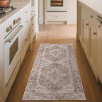 Lofus 2x6 Runner Rug for Hallways, Washable Kitchen Rugs, Non-Slip Rugs for Entryway and Bedroom, Vintage Boho Carpet, Soft Low Pile Long Runner Area Rug, Vintage Beige Brown