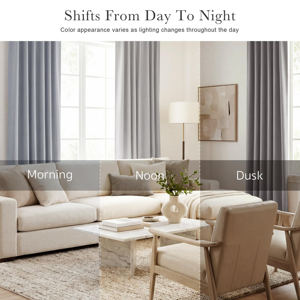 PONY DANCE Curtains 45 Inches Long - Light Block Drapes with Back Tabs & Rod Pocket Top Window Treatments Panels for Decoration, 52 x 45 Inches, Silver Grey, 2 PCs