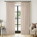 MIULEE Pinch Pleated Thick Linen Curtains 90 Inches Long 2 Panels for Living Room Bedroom, Linen Textured Memory Trained Pleat Drapes Back Tab Light Filtering Sand Beige Window Curtains with Hooks