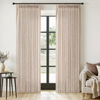 MIULEE Pinch Pleated Thick Linen Curtains 90 Inches Long 2 Panels for Living Room Bedroom, Linen Textured Memory Trained Pleat Drapes Back Tab Light Filtering Sand Beige Window Curtains with Hooks