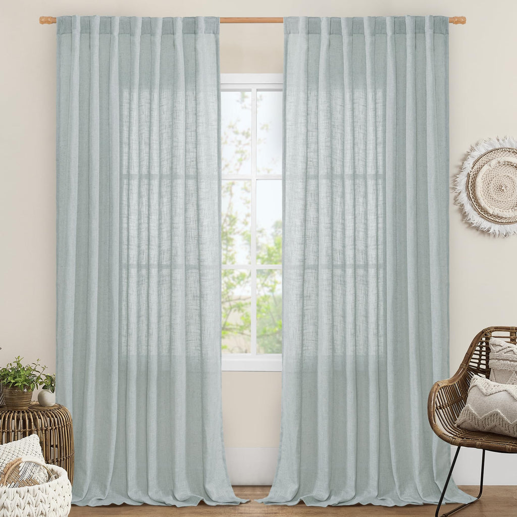 LAMIT Extra Wide Linen Curtains for Bedroom Living Room 60 x 84 Inch