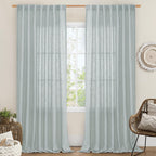 LAMIT Extra Wide Linen Curtains for Bedroom Living Room 60 x 84 Inch