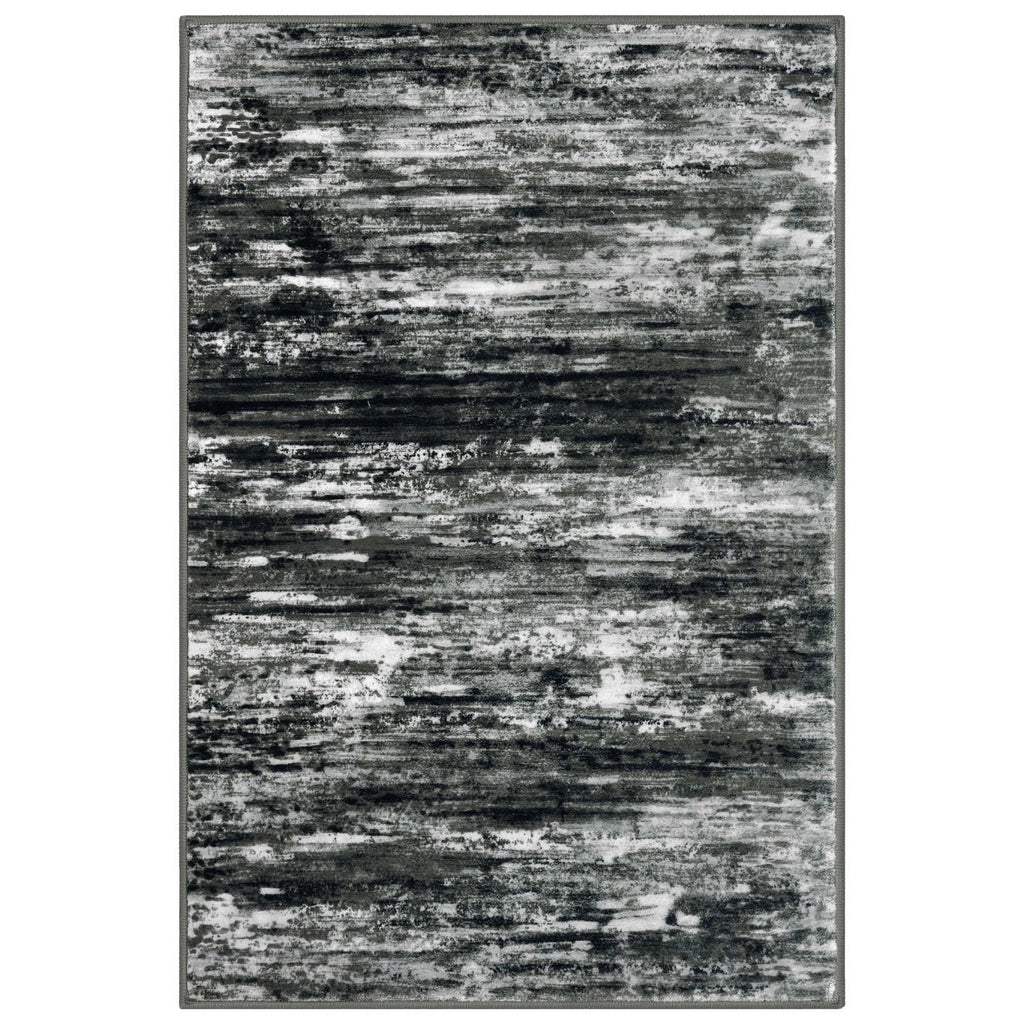 KOZYFLY Modern Abstract 3x5 Large Entryway Rug Non-Slip Washable Area Rug, Black Grey Throw Rugs Indoor Mat for High-Traffic Door Entrance, Kitchen, Laundry, Nursery, Bedroom, Living Room