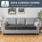 Taque Couch Cover Stretch Velvet Sofa Cushion Cover 3-Piece - Elastic Washable Slipcover for Seat or Backrest, Couch Seat Covers for Sofas (Grey)