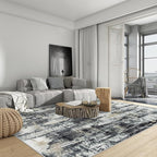 10x14 Area Rugs Washable Rug: Modern Abstract Living Room Rug Soft Anti-Skid Thin Carpet Indoor Floor Non-Shedding Carpets for Bedroom Dining Room Farmhouse Nursery Home Office Black Grey Gold