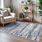 KOZYFLY Abstract Washable 3x5 Area Rug Kitchen & Entryway Rug Grey Blue