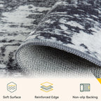 RELEANY Washable 8'x10' Abstract Area Rug for Living Room Black White
