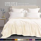 Exclusivo Mezcla Plush Fuzzy Fleece Bed Blanket Queen Size, Super Soft, Fluffy and Warm Blankets for Couch, Bed, All Season (Ivory, 90x90 inches)