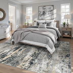 pmtsns Area Rugs 5x7 for Living Room: Washable Rug Modern Abstract Neutral Soft Non-Slip Low-Pile Indoor Carpet for Bedroom Dining Room Playroom Home Office (Black Grey Brown, 5'x7')