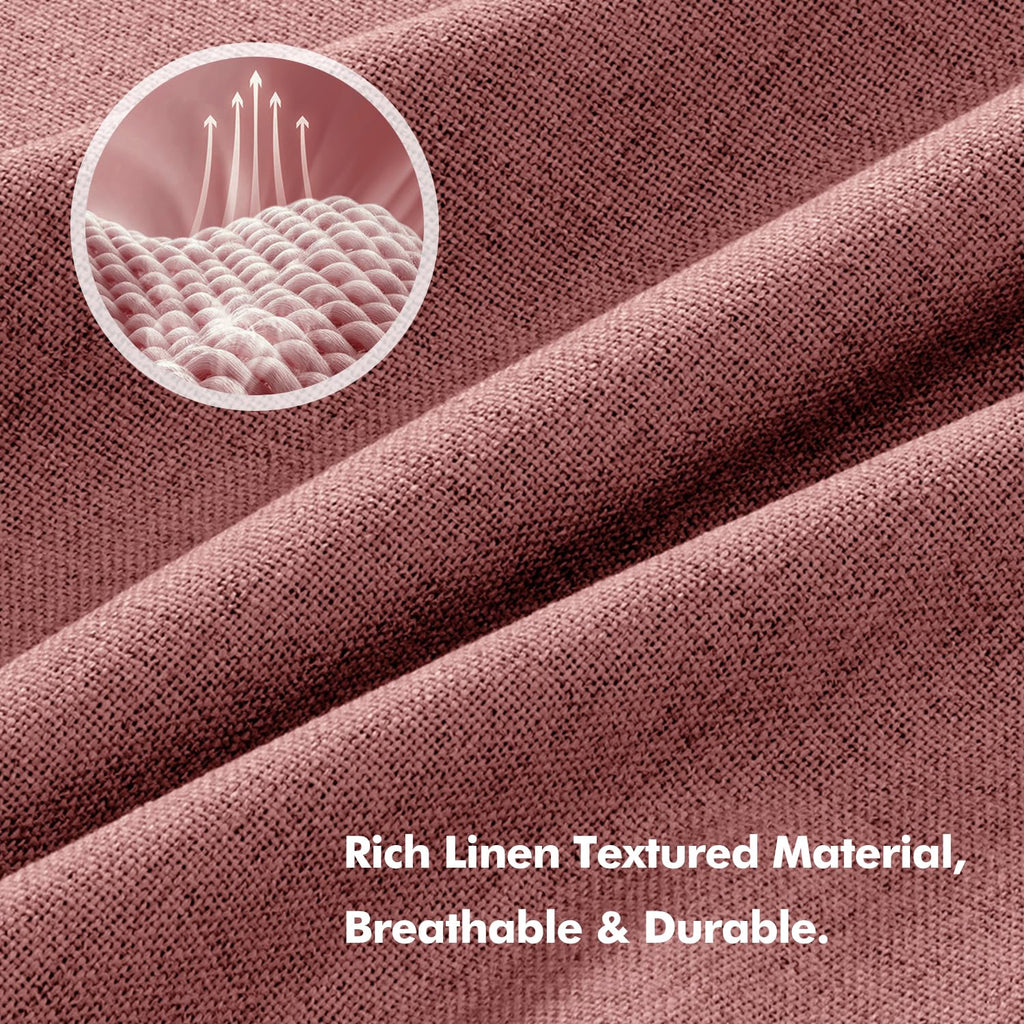 MIULEE 100% Blackout Linen Curtains 42 x 96 Inch Dusty Rose Pink 2 Panels