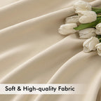 MIULEE Cream Beige Back Tab Blackout Curtains 52x132 Inch Length 2 Panels