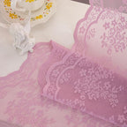 YJ YANJUN Vintage Lace Curtains 63 Inch Length-Victorian Floral Pattern Lilac Sheer Curtain Panels for Living Room Bedroom,Light Filtering, Cute Girls Drapes 2 Panels 52W x 63L Purple Blush