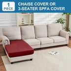 Couch Cover Velvet Chaise Cushion Cover for Sectional Sofas - Elastic L-Shaped Sofa Seat Covers Washable, Slipcover Protector (1-Piece, Christmas Red)