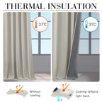 RYB HOME 100% Blackout Cream Curtains, Linen Texture Thermal Insulated Drapes for Bedroom/Living Room/Office/Nuesery, Privacy Farmhouse Full Blackout Window Treatment, W52xL90 Inch Long, 2 Panels