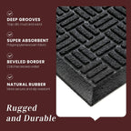 Mibao Front Door Mat Outdoor Entrance, 61.5" x 36" Heavy Duty Welcome Mat, Waterproof Dirt Trapper Doormat, Super Absorbent Indoor Entryway Mat for Patio & Porch - Black