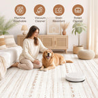 Nakagishi 7x10 Area Rug Living Room: Washable Boho Large Neutral Soft Farmhouse Modern Rugs Stain Resistant Moroccan Non-Slip Indoor Floor Carpet for Bedroom Nursery Kids Playroom Office Dining Room