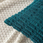 MIULEE Pack of 2 Corduroy Decorative Throw Pillow Covers 18x18 Inch Soft Boho Striped Pillow Covers Modern Farmhouse Home Decor for Summer Coastal Sofa Living Room Couch Bed Teal