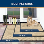 Smiry Front Door Mat Outside Entrance, Heavy Duty Sturdy Natural Rubber Doormat, Trap Dirt and Moisture, Easy Clean Low Profile Mats for Indoor Outdoor Entry, Irregular Triangle (47x32, Cream White)