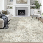 8x10 Area Rugs for Living Room Rug Washable: Abstract Large Rug for Dining Room Bedroom Carpet Non Slip 8 by 10 Indoor Modern Nursery Home Office Beige Brown