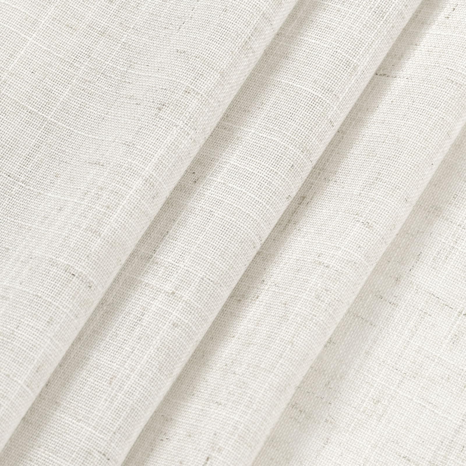 Extra Long Beige White Linen Curtains 132 Inch for Living Room 2 Panels Set Rod Pocket Back Tab Light Filtering Semi Sheer Curtain Privacy Floor to Ceiling High Ceiling Drapes for Farmhouse 52x132