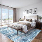 8x10 Area Rugs for Living Room - Washable Rug Modern Abstract Soft Large Neutral Non-Slip Carpet Indoor Floor Thin Carpets for Bedroom Dining Room Farmhouse Nursery Home Office Blue Grey