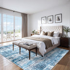 PLHXFR Area Rug Living Room: 4x6 Modern Abstract Washable Carpet Blue