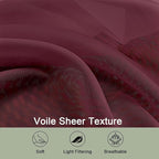 OWENIE Sheer Curtains 2 Panels Set for Bedroom Living Room, Soft Solid Rod Pocket Light Filtering Window Treatment, 2Pcs Each 59" W x 96" L, Burgundy Wine