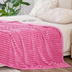BEDELITE 3D Ribbed Jacquard Hot Pink King Size Blanket for Bed, 108x90 Inch