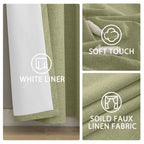 Yakamok Sage Linen Textured Curtains 72 Inches Long for Living Room