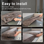 Leather Look Couch Cushion Covers Sofa Seat Slipcovers Sets Couches Furniture Protector for Sectional Armchair Loveseat Pets Kids Stretch Spandex Fabric (3 Cushion XL Sofa, Light Brown)