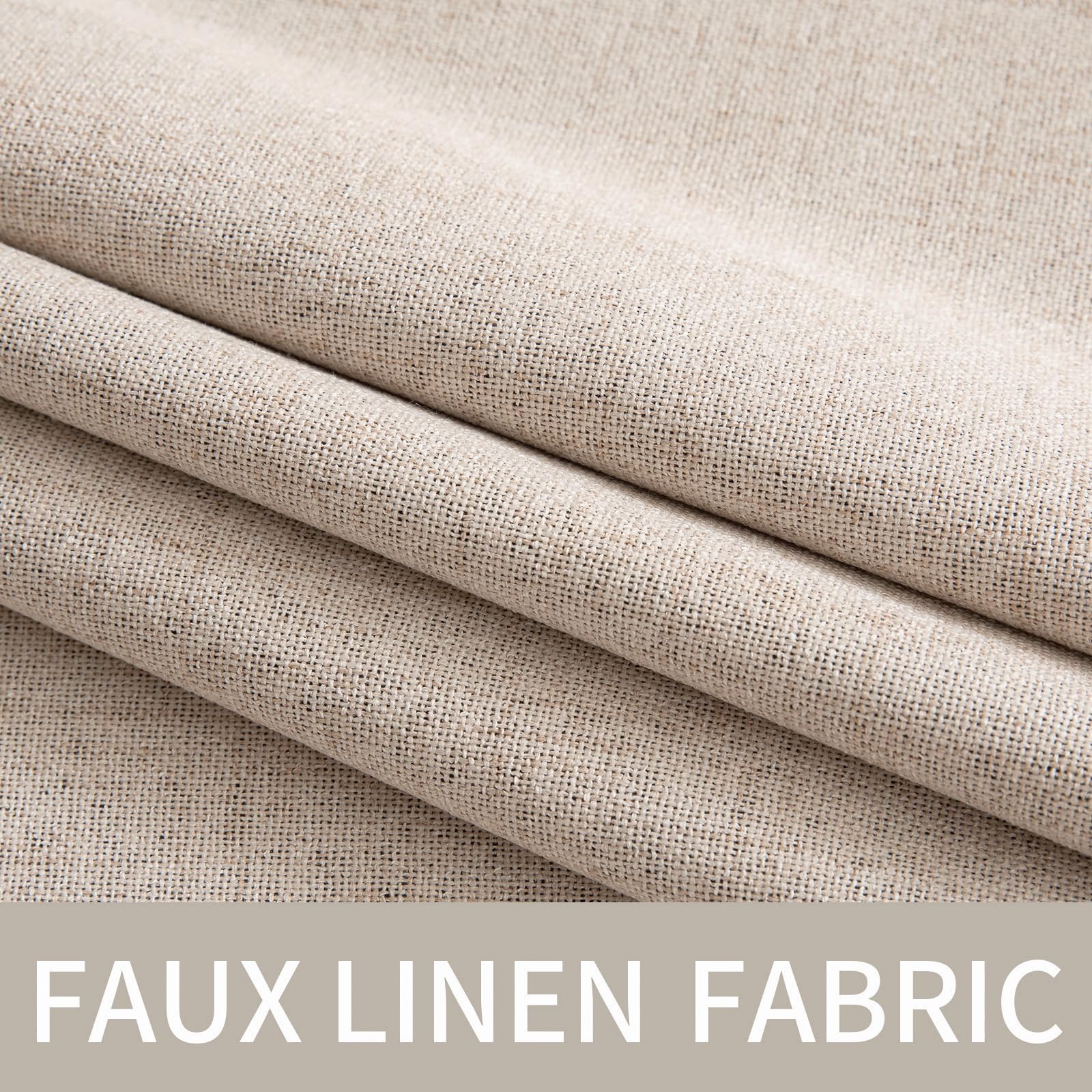 MIULEE 100% Blackout Linen Curtains for Bedroom 52x100 Inches Natural Beige