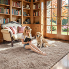 Area Rugs10x14 for Living Room,Beige Large Shaggy Carpet Plush Furry Rug