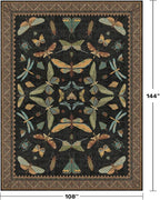 Hazo Haus Large Black Rug for Living Room - Area Rugs 9x12 Dining Room Table, Large Bedroom Under Bed, Unique Insect Bug Home Décor, Foldable Soft Stain Resistant