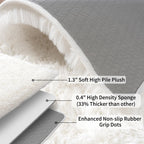 Ailyei Ultra Soft Runner Rugs for Bedroom Hallways with Upgraded Non-Slip Rubber Backing & Thick Memory Sponge, 2x4 Feet Fluffy Shag Throw Area Rug for Bedside Dorm Cream