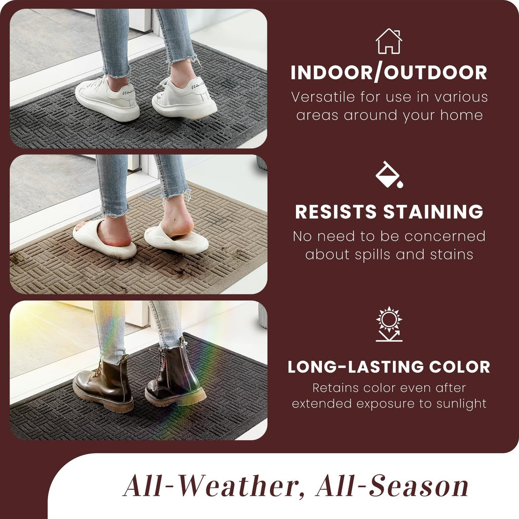 Mibao Front Door Mat Outdoor Entrance, 61.5" x 36" Heavy Duty Welcome Mat, Waterproof Dirt Trapper Doormat, Super Absorbent Indoor Entryway Mat for Patio & Porch - Black
