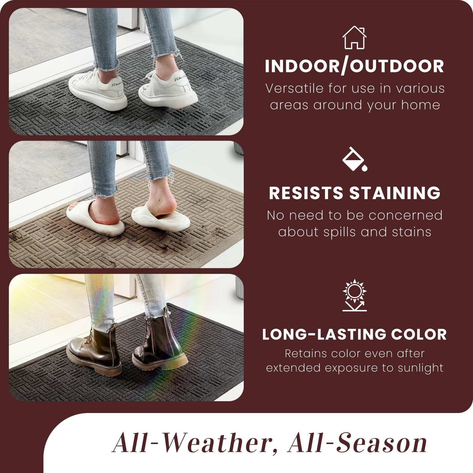 Mibao Front Door Mat Outdoor Entrance, 61.5" x 36" Heavy Duty Welcome Mat, Waterproof Dirt Trapper Doormat, Super Absorbent Indoor Entryway Mat for Patio & Porch - Black