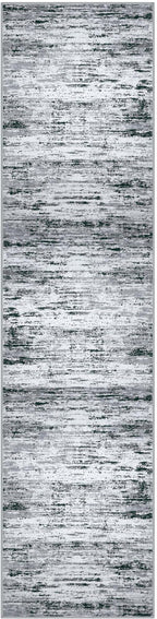 Lansny Modern Abstract Runner Rug 2.6x10, Black Grey White Washable Long Kitchen Runner Non-Slip Soft Hallway Rug Runner Thin Print Faux Wool Carpet for Entryway Bedroom Laundry Room Indoor Home Decor