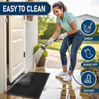 Smiry Front Door Mat Outside Entrance, Heavy Duty Natural Rubber Doormat, Non Slip, Trap Dirt and Moisture, Easy Clean, Low Profile Welcome Floor Mats for Indoor Outdoor Entry, 47x32 Inch, Black