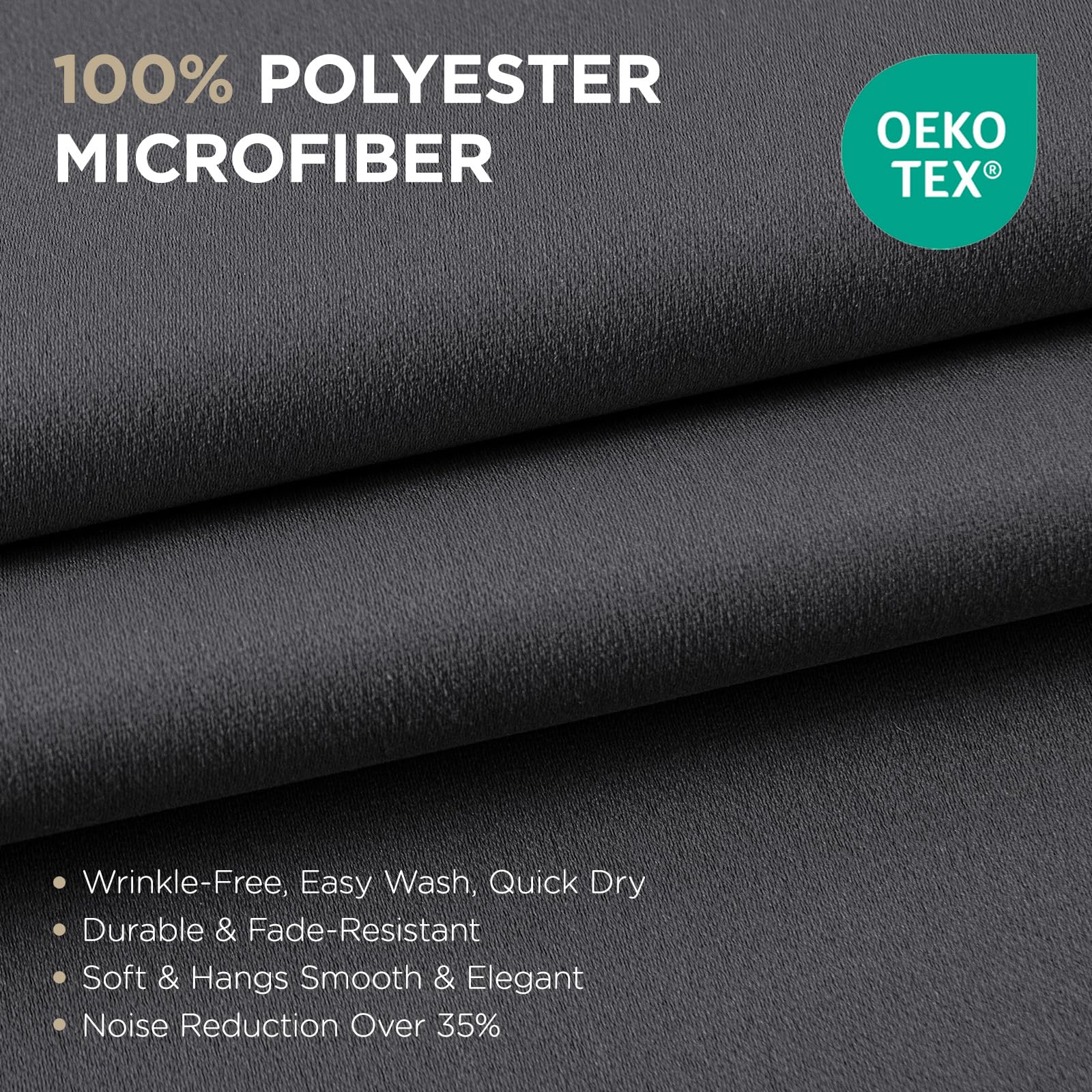 Joydeco Grey Blackout Curtains for Bedroom with Grommets 72 inch, 2 Panels