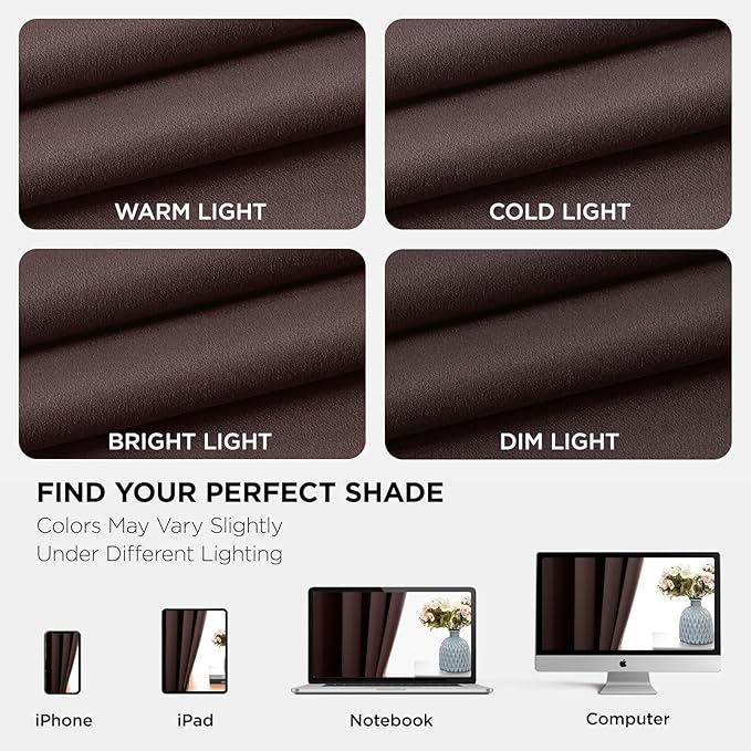 Joydeco Blackout Curtains 54 Inch Length, Thermal Insulated Long Curtains& Drapes 2 Burg, Room Darkening Grommet Curtains for Living Room Bedroom Window (52W x 54L inch x 2 Panels, Chocolate)